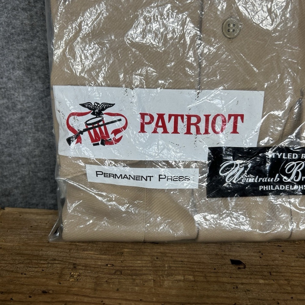 Vintage Patriot Military Shirt Men's Small Beige Button Up Weintraub Bros - Picture 3 of 6